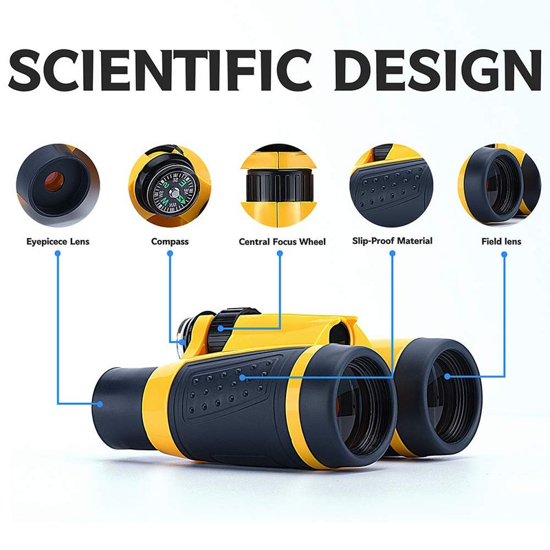 Vanstarry Compact Binoculars for Kids Bird Watching Hiking Camping Fishing Accessories Gear Essentials Best Toy Gifts for Boys Girls Children Toddler Waterproof 5X30 Optical Lens Including Compass - Image 3